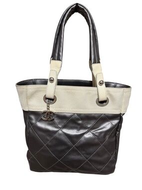 Chanel Biarritz PM Shopper – Metallic Silver/Ivory – Rare Color